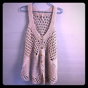 Free People Open Knit Cardigan Sweater Vest - S